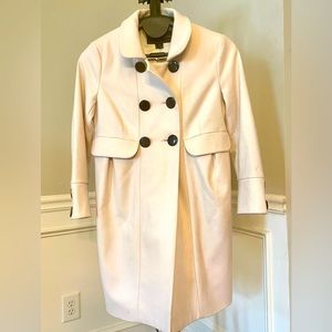 French Connection Double-Breasted Wool Coat in Cream/Ivory